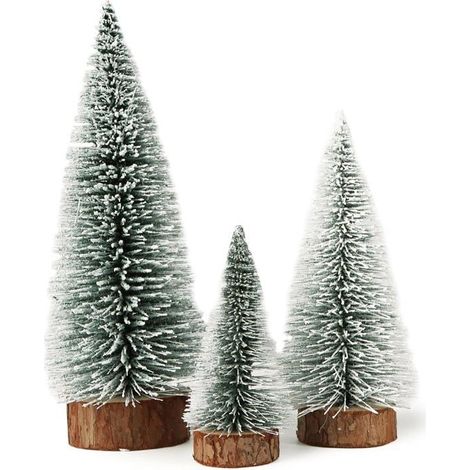 3PCS Mini Artificial Christmas Trees, Miniature Figurines for Table Centerpiece DIY Decor
