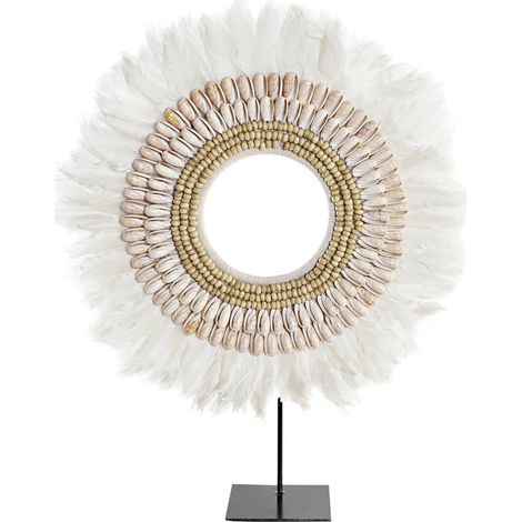 Sculpture plumes blanches élégance contemporaine - Blanc cassé avec nuances naturelles et noires