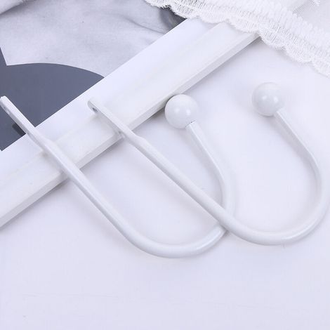 Juego de 2 alzapaños metálicos para cortinas, alzapaños blancos para cortinas, montaje en pared, alzapaños en forma de U, ganchos para cortinas, alzapaños decorativos para cortinas (1/4)