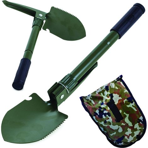 Pelle Pliante Multifonctionnelle avec Etui/Outils de Jardinage, de Camping - Pelle, Piosche, Scie, Ouvre bouteile - Tout en 1 Longueur dépliée : 41,5cm, Longueur plié : 16cm (1/5)