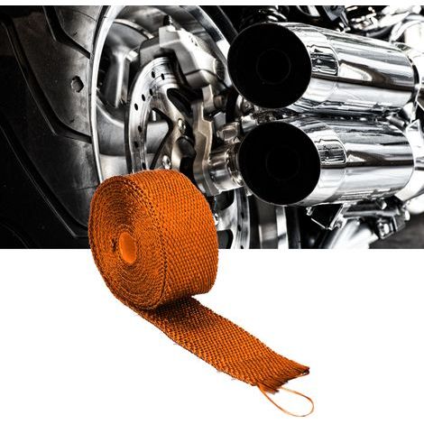 Nastro isolante termico in fibra di vetro da 5 m per sistemi di scarico, con elementi di fissaggio in acciaio legato - Arancione, per auto e moto. (1/5)