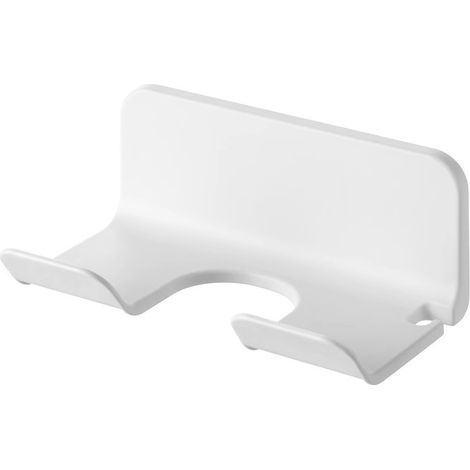 Soporte para secador de pelo sin taladrar, soporte para secador de pelo de pared, soporte para secador de pelo de pared, soporte de pared sin taladrar, soporte para secador de pelo con enchufe, blanco (1/5)