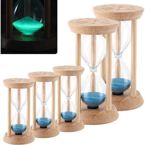 Sabliers 1/3/5/10/15 Minutes, Luminescents et Standard, Lot de 5 (1/5)
