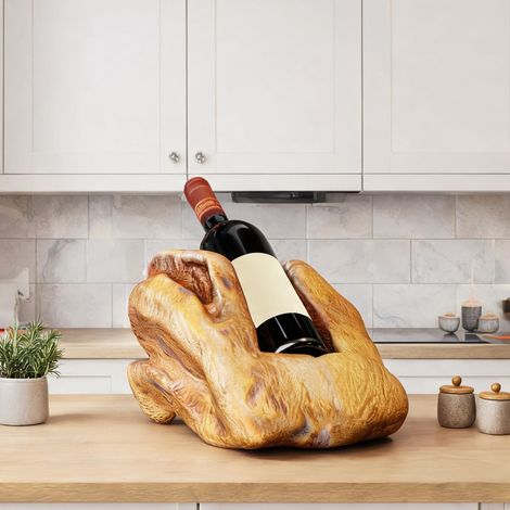 Porte-bouteille en bois massif 30 x 21 x 18 cm pour bar (1/5)