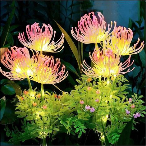 Lot de 2 lampes solaires à LED pour décoration extérieure, fleurs artificielles à énergie solaire, pour la décoration, étanche, pour cour, trottoir, cour, terrasse (1/5)