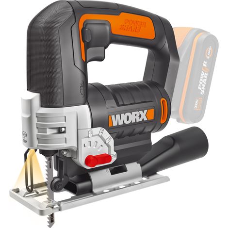 WORX WX543.9 Akku-Pendelhub-Stichsäge – Profi Stichsäge mit Absaug-Adapter – Ideal auch für Gehrungsschnitte – PowerShare kompatibel – ohne Akku & Ladegerät (1/5)