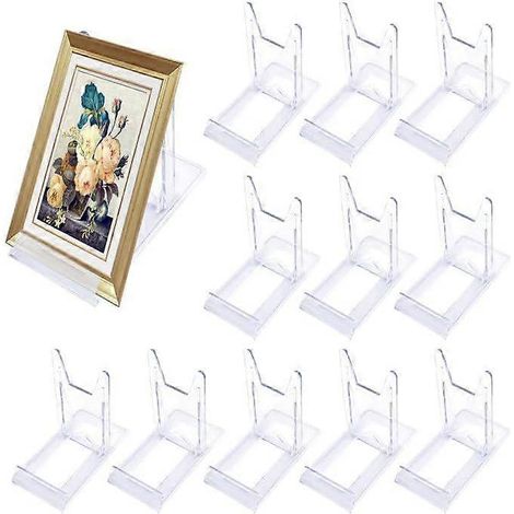 Lot de 12 présentoirs en acrylique transparent, chevalets en plastique réglables, porte-cartes, mini-chevaux et support pour assiettes et cadres photo (1/5)