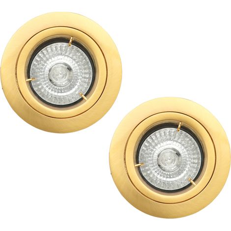 Litecraft Recessed Downlight Fire Rated Fixed Spotlight in Satin Brass - 2 Pack (1/5)