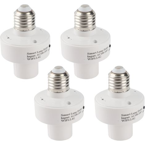 Adaptateur E27 WiFi Intelligent 4pcs Prise Ampoule Connectée Compatible Alexa Google Minuterie Contrôle Vocal Maison Blanche (1/5)
