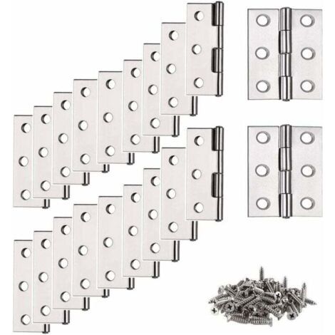 Cerniera, cerniera in acciaio inox, 20 pezzi Cerniera piccola, cerniera, cerniera piatta, cerniera per ferramenta per mobili, armadi, ante, cassetti (con 120 viti M4 da 16 mm)