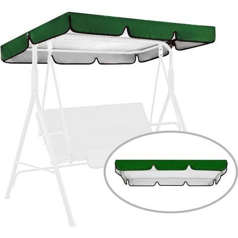 2/3 Seater Outdoor Patio Swing Replacement Canopy, Waterproof Porch Swing Canopy, Garden Hammock, Canopy Only (Dark Green, 164 x 114 x 15 cm) (1/5)