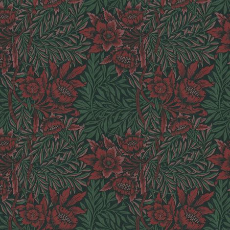 Blumen Tapete Profhome 390581 Vliestapete glatt mit floralen Ornamenten matt schwarz grün braun-rot alt-rosa 5,33 m2