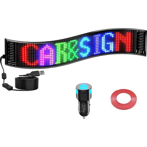 Panneau LED programmable pour voiture affichage animé avec défilement de messages contrôle via application 12 x 68 cm (1/5)