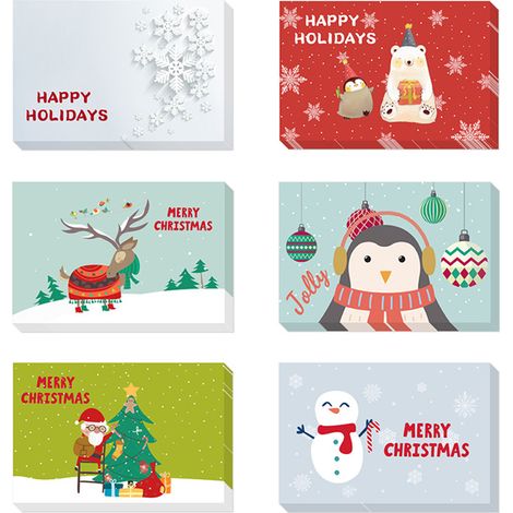Carte De Noël - Motif Festif - Pour Voeux Personnalisés - Lot De 10 (1/5)
