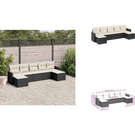 Salon de jardin 7 pcs avec coussins noir résine tressée - Salon De Jardin - Meuble De Jardin - Ensemble Salon Extérieur - Canapé Jardin - Rattan Imitation (1/3)