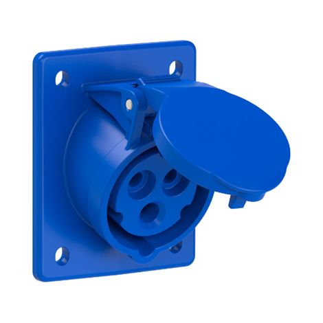 Socle industriel fond de cadre incliné 2P+T (16A 230V) IP44/IK09 7x8,5x8,5cm coloris bleu (1/2)
