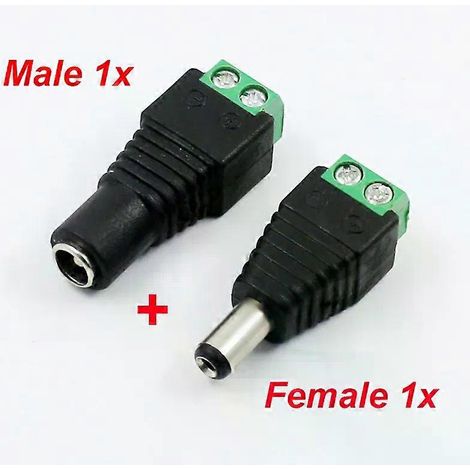 Connecteur adaptateur 21 mm pour prise jack d'alimentation 12 V CC 55 mm (mâle et femelle) avec bornier amovible - JXLGV (1/4)