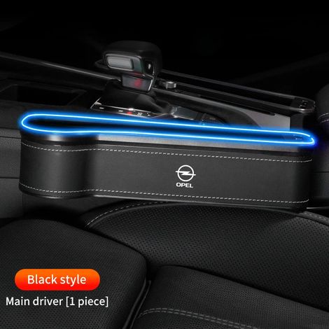 (Pour siège conducteur noir gauche) Boîte de rangement en cuir pour l'espace entre le siège et l'assise, accessoires pour Opel OPC LINE Astra J H G K Insignia Corsa D B E Mokka Vectra (1/5)