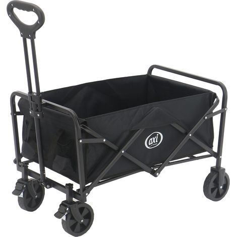 Axi Sb120 Chariot De Plage Pliable Noir  Chariot De Transport Avec Housse, Poche Intérieure Et Porte-Boissons - Roues En Caoutchouc Pp  Capacité : 60 L
