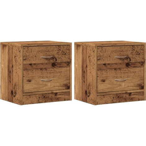 Juego de 2 mesitas de noche con dos cajones 40 x 30 x 40 cm madera de ingeniería marrón envejecida DEC035777