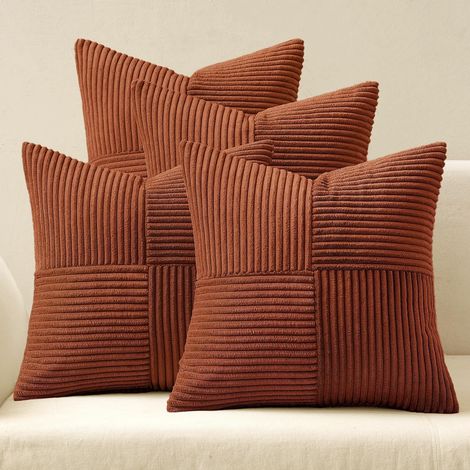 Corduroy solid color patchwork combination home decor pillowcase, cushion cover, seat cushion cover -- dark orange patchwork -- 4545cm