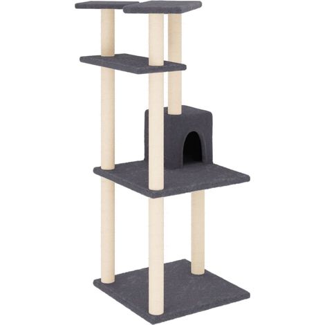 vidaXL Katzenbaum mit Sisal-Kratzsäulen dunkelgrau 123 cm