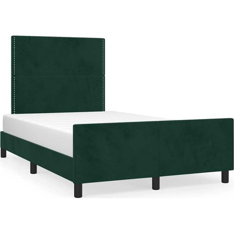 Lit double  Lit adulte  Cadre de lit sans matelas vert foncé 120x190 cm velours (1/5)