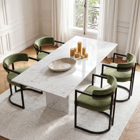 Wahson Esszimmerstühle 4er Set aus Samt, Küchenstühle Modern Wohnzimmerstuhl mit Metallgestell für Küche Wohnzimmer, Grün