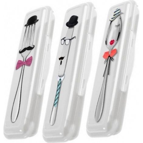 Trade Shop - 2 x Besteckhalter, Besteck, Gabeln, Messer, Mittagessenhalter, Schule - (1/2)