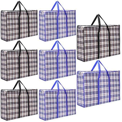 8PCS Sac de déménagement 78x55x20cm, Grand Sac de Rangement XXL en Toile Tissée, Housse de Rangement pour Vêtements Manteau Couette (1/5)