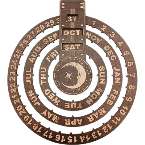 Calendrier Perpétuel Rotatif en Bois Créatif Décoratif Pour La Maison Cadre 24cm Modèle Moon (1/3)