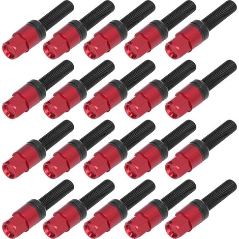 Boulons de roue M14x1,5 à siège conique, tige de 45 mm, hexagone de 17 mm, accessoires de roue universels pour voiture, rouges (1/5)