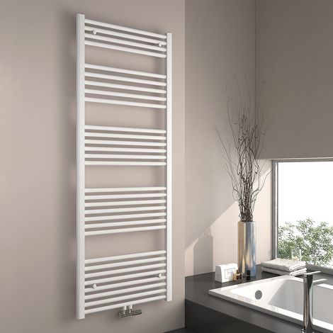 EMKE Secador de toallas de agua caliente, Radiador toallero con conexión central Blanco 160x60cm 761 Watts