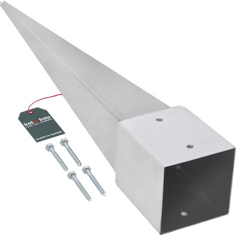 KOTARBAU® Support de Poteau Bois - Acier Galvanisé - 90 cm - Argent - 121 x 121 mm - Support Poteau à Enfoncer - pour Clôture et Pavillon - Résistant à la Corrosion (1/5)