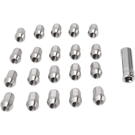 20 écrous de roue M14x1,5 avec douille de 19 mm, côté opposé, en acier inoxydable, longueur 35 mm, de remplacement pour Mazda (1/5)