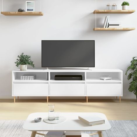 GBLY Meuble TV blanc 150x30x44,5 cm bois d'ingénierie