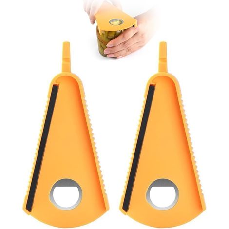 Ouvre-boîte en 2 parties avec anneau de traction, ouvre-boîte manuel, ouvre-bouteille multifonction, ouvre-boîte de cuisine, ouvre-boîte de boisson (1/5)