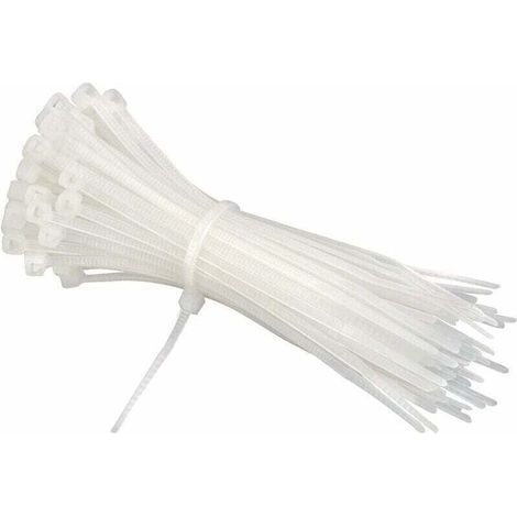 Fascette per cavi 200 mm x 2,5 mm, Fascette per cavi, Fascette per cavi in nylon, Fascette per cavi da 200 mm, Bianche, Confezione da 600 pezzi (1/5)