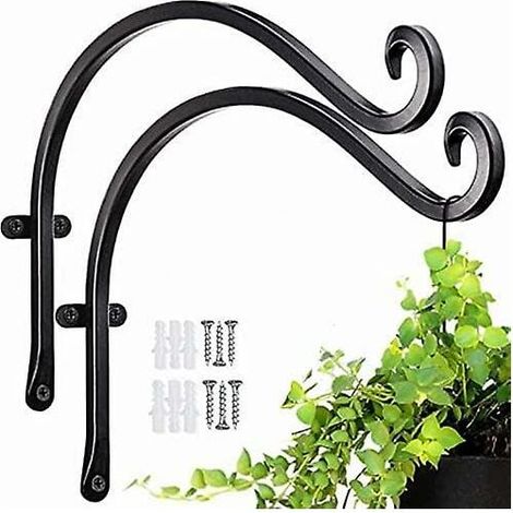 Support Murale Pour Plantes - Crochet En Acier Forgé 13 Kg - Pour Porte-Oiseaux, Porte-Greniers, Porte-Éoliennes Extérieur Intérieur - Lot De 2 (1/5)