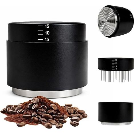 Tasseur Café 51mm, Distributeur Café 3-en-1 et Tamper avec Outil WDT, Coffee Temper Profondeur Réglable Avec Ressort Calibré, Accessoires Espresso Professionnel pour Portafilter (51mm) (1/5)