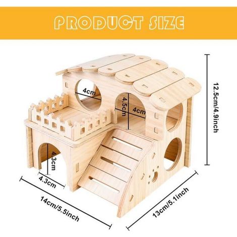 Maison pour Hamster - Maison de Cochon d'Inde - Bois Écologique - 2 Étages - Facile à Installer - Durable (1/4)