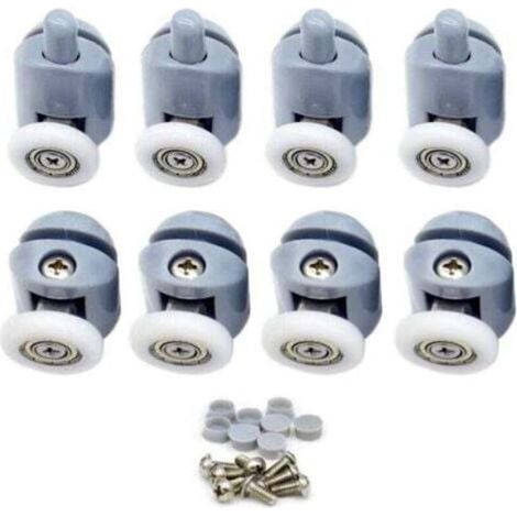 Roulette Porte Coulissante,Roulette Porte Coulissante Douche 23mm Galets de Porte de Douche Roulettes Cabine de Douche pour Salle de Bain 8 Pcs (4 en Haut et 4 en Bas) (1/4)