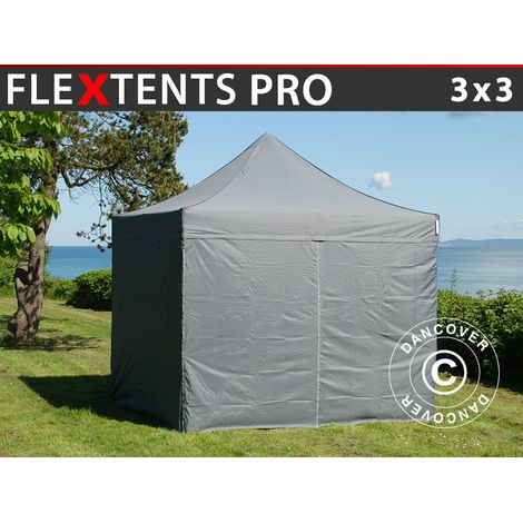 Pop up gazebo FleXtents PRO 3x3 m Grey, incl. 4 sidewalls