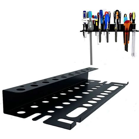 Panneau mural pour rangement d'outils – 43 trous pour tournevis, clés, pinces – Métal lourd avec finition en poudre – Installation facile (1/5)