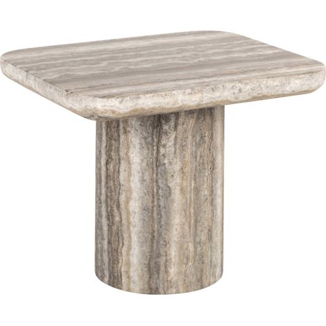 Table d appoint grise effet travertin élégance intemporelle - Gris effet travertin naturel (1/4)