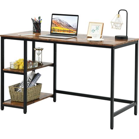 Wooden Computer Desk Industrial Writing Workstation PC Laptop Table Home Office (1/5)