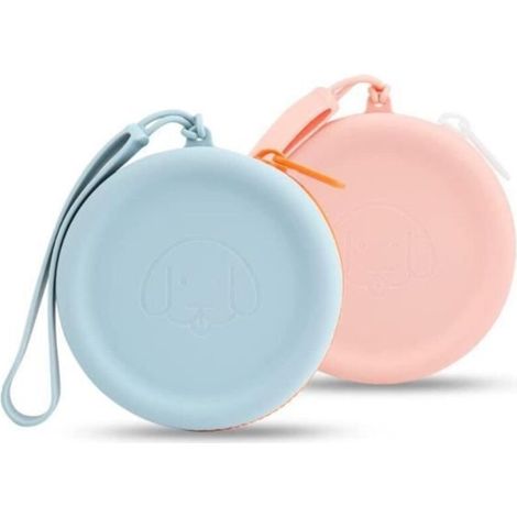 Pochette en silicone - Non spécifié - Lot de 2 - Bleu ciel & Rose clair - Pour chien et chat - Format de poche (1/4)