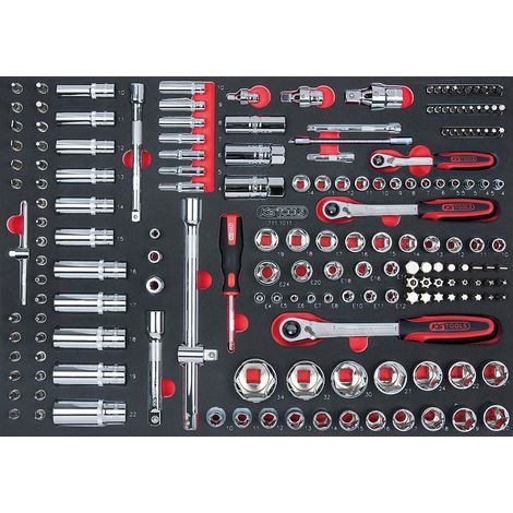 KS Tools - 711.1011 - set bussole 1/2 3/8 1/4 - accessori utensili carrello da officina 175 pezzi