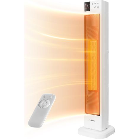 Midea NTH20-22GR(WH) Termoventilatore a risparmio energetico silenzioso con telecomando, PTC 2000 Watt, termoventilatore in ceramica con termostato, 2 livelli di riscaldamento, timer 24H, modalità (1/5)