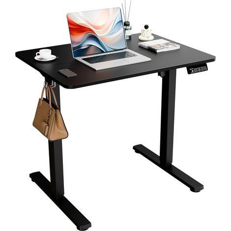 ERGOMAKER Elektrischer Höhenverstellbarer Schreibtisch 80x60cm Schwarz (1/5)